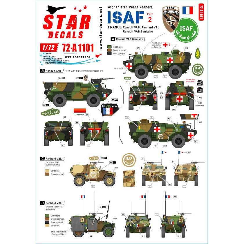 【新製品】72-A1101 1/72 現用 ISAF アフガニスタン＃2 フランス平和維持軍 ルノーVAB VAB野戦救急車 パナールVBL