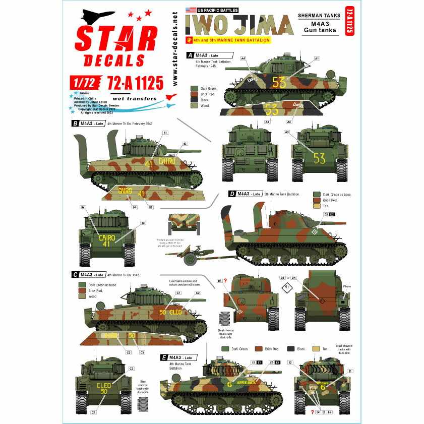 【新製品】72-A1125 1/72 WWII アメリカ 太平洋戦線 硫黄島の戦い アメリカ海兵隊M4A3シャーマン戦車