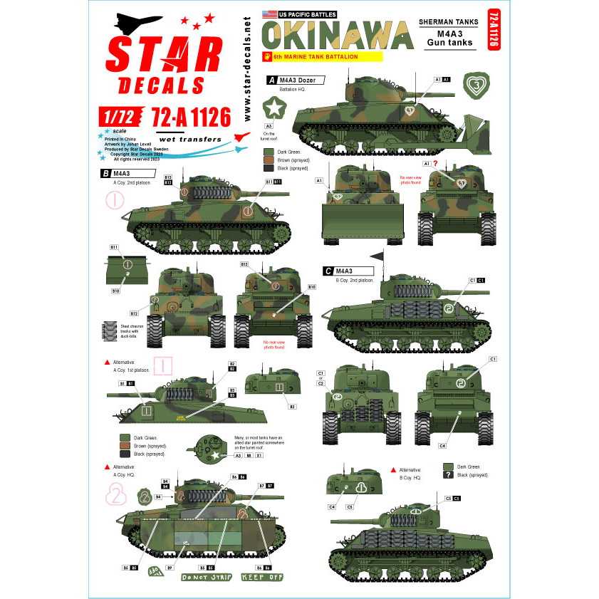 【新製品】72-A1126 1/72 WWII アメリカ 太平洋戦線 沖縄の戦い アメリカ海兵隊M4A3シャーマン戦車