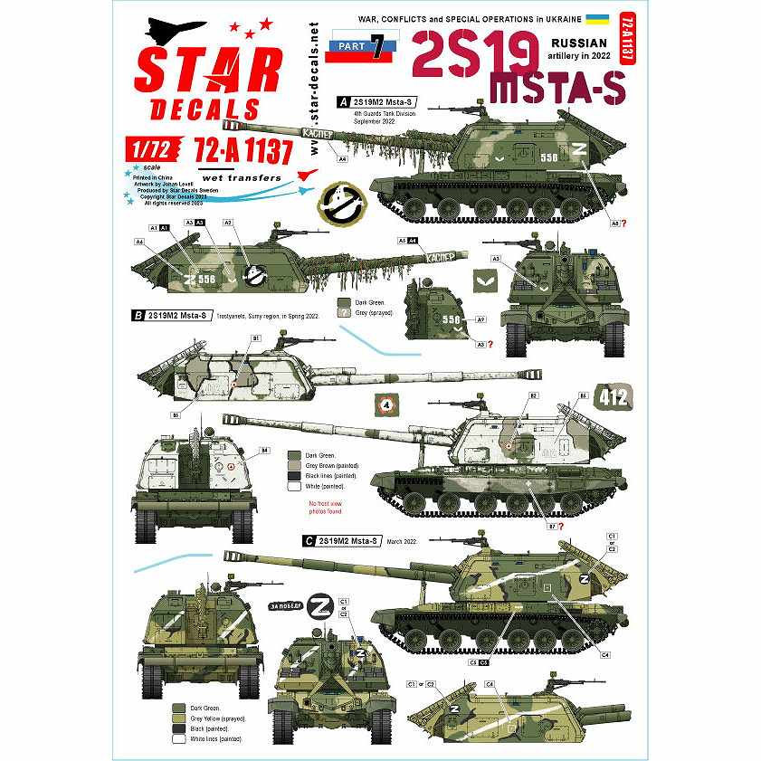 【新製品】72-A1137 1/72 現用 ウクライナの戦争＃7 ロシア軍の2S19ムスタ-S自走榴弾砲(2022年)