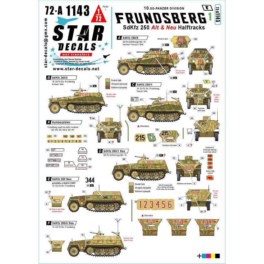 【新製品】72-A1143 1/72 WWII ドイツ 第10SS装甲師団「フルンツベルク」の車輌＃1 Sd.Kfz.250アルテ/ノイ