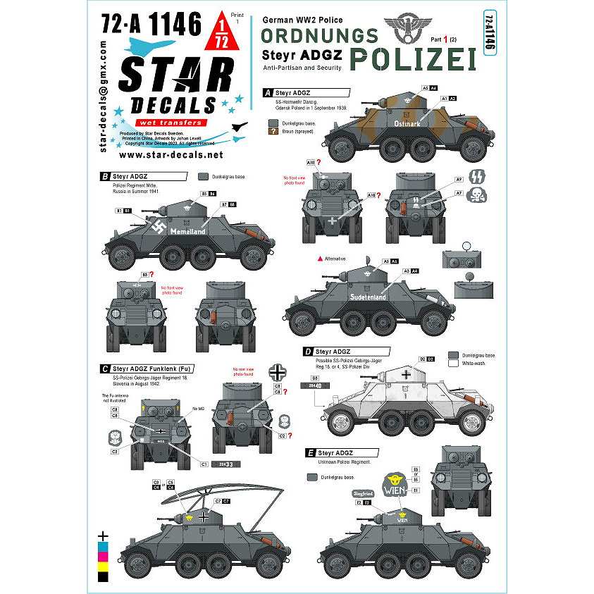【新製品】72-A1146 1/72 WWII ドイツ 秩序警察所属の装甲車＃1 ADGZ8×8装甲車