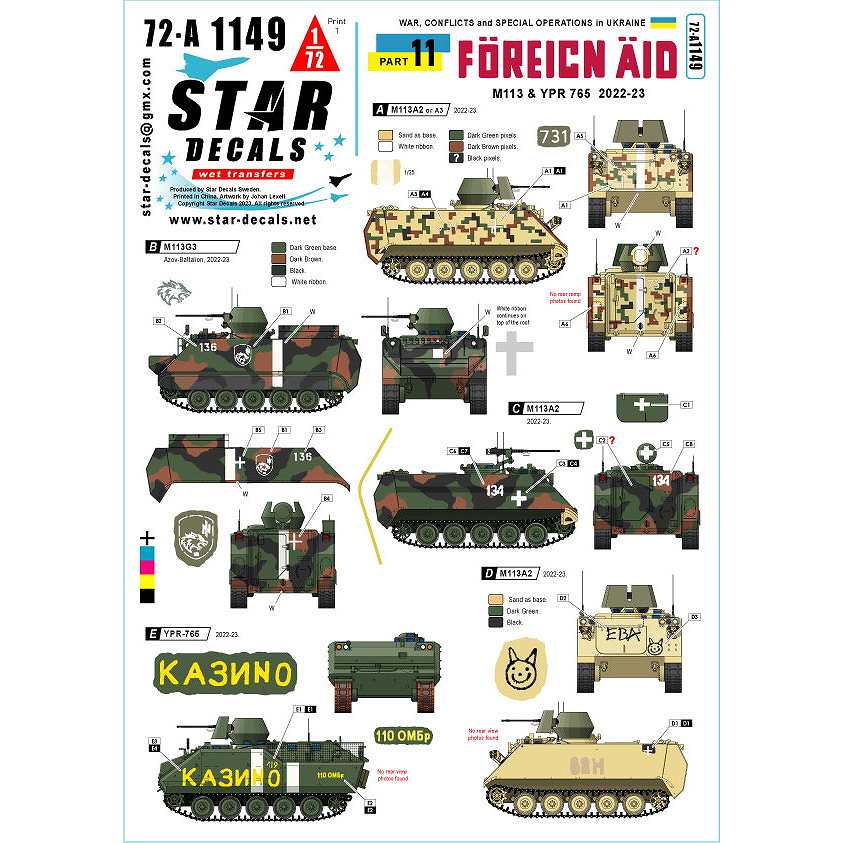 【新製品】72-A1149 1/72 現用 ウクライナの戦争＃11 ウクライナ軍への供与車輌 M113/YPR-765装甲兵員輸送車(2022-23年)