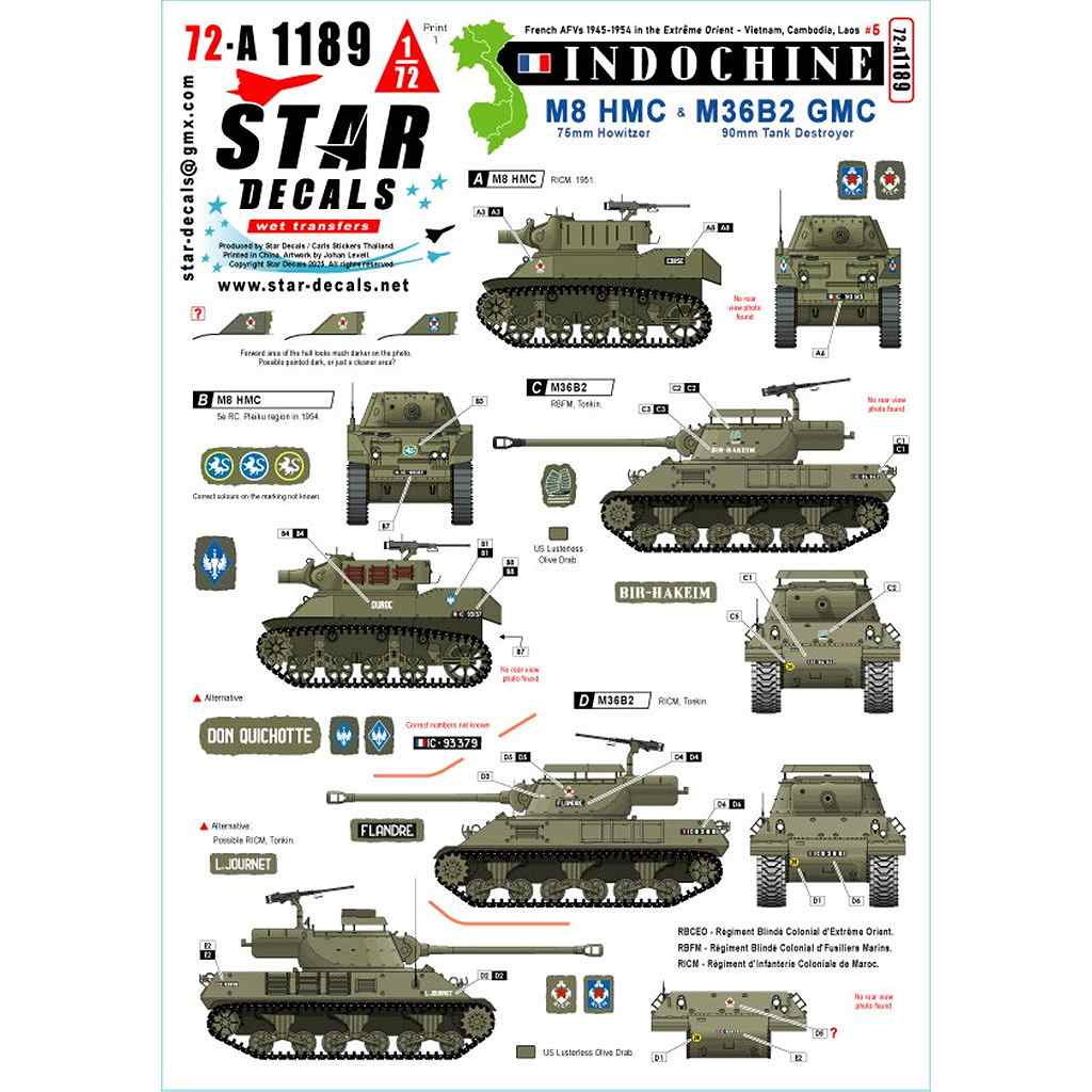 【新製品】72-A1189 1/72 現用 フランス インドシナ戦争＃5 M8 HMC 75mm自走榴弾砲/M36B2駆逐戦車