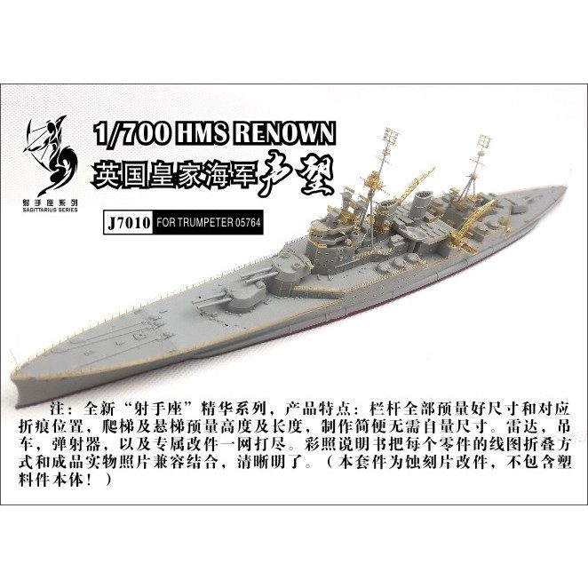 【新製品】J7010 英国海軍 巡洋戦艦 レナウン用 エッチングパーツ