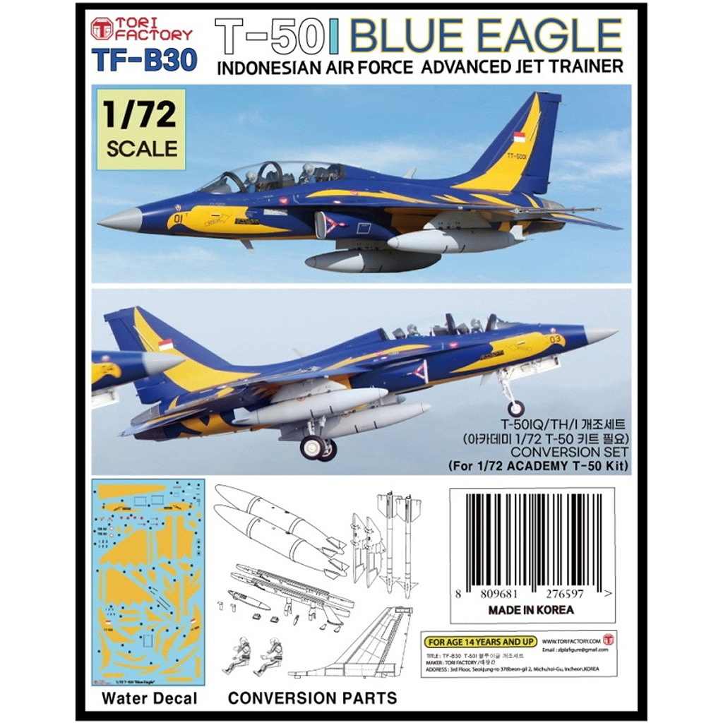 【新製品】TF-B30 1/72 現用 インドネシア T-50Iブルーイーグルス デカール/コンバージョンセット(アカデミー用)