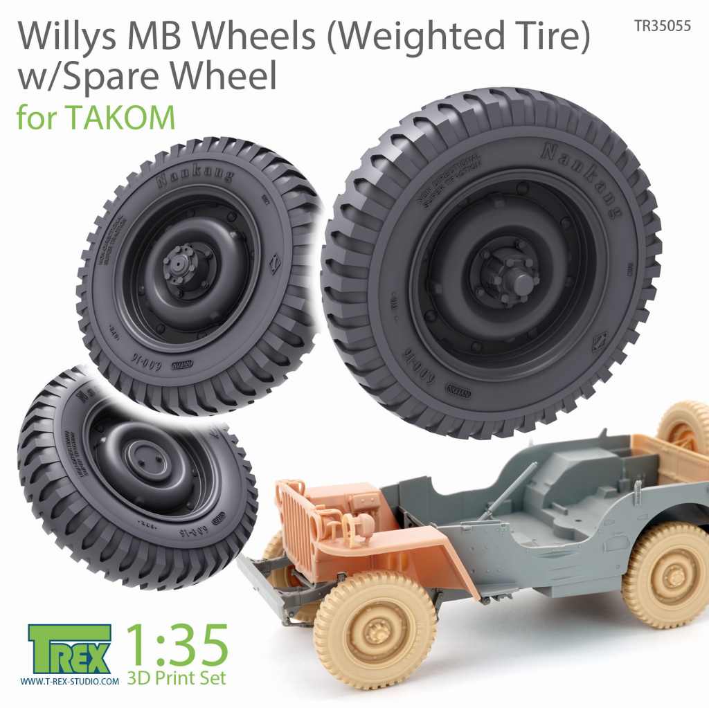 【新製品】TR35055 ウイリス MB ジープ 自重変形タイヤセット スペアタイヤ付 タコム用