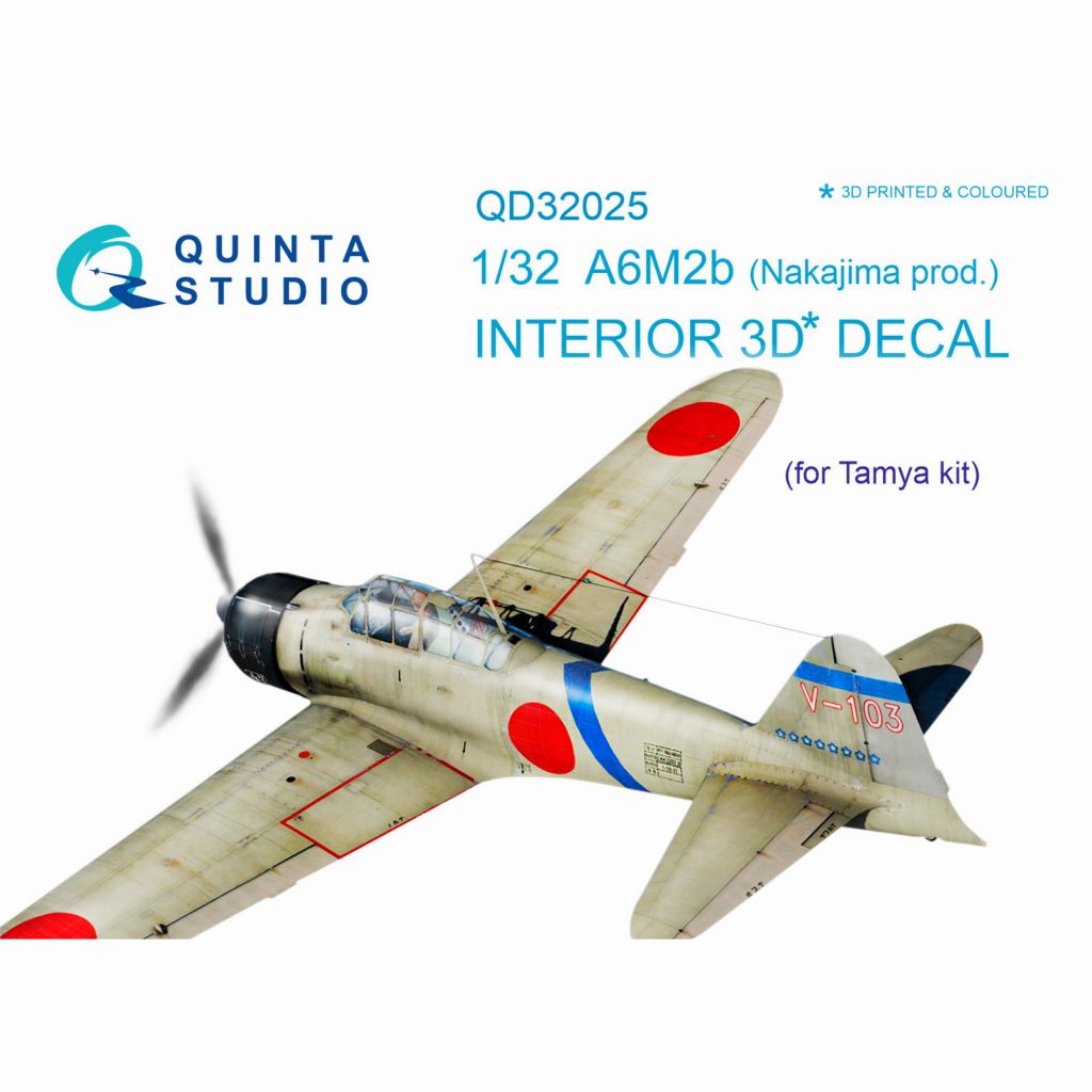 【新製品】QD32025 1/32 三菱 A6M2b 零戦 二一型 (中島生産) 内装3Dデカール (タミヤ用)