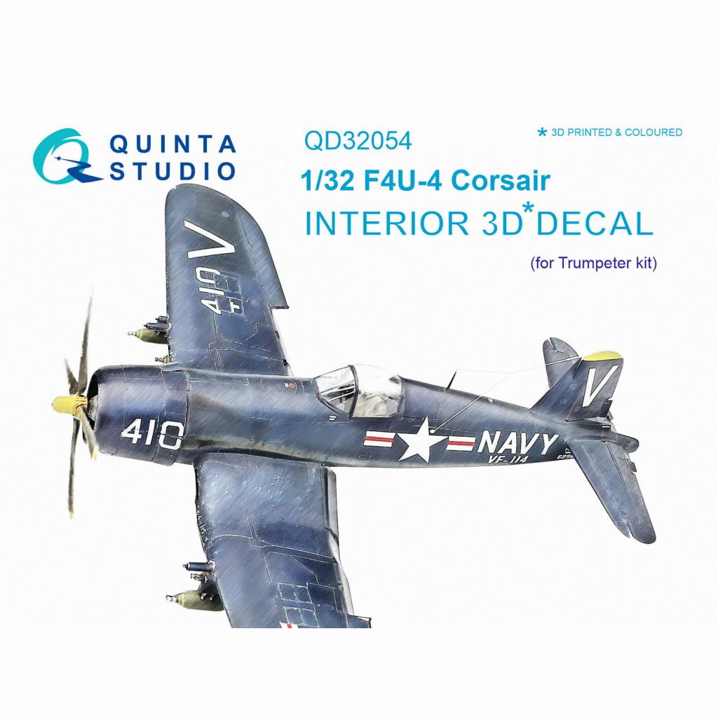 【新製品】QD32054 1/32 ヴォート F4U-4 コルセア 内装3Dデカール(トランぺッター用)