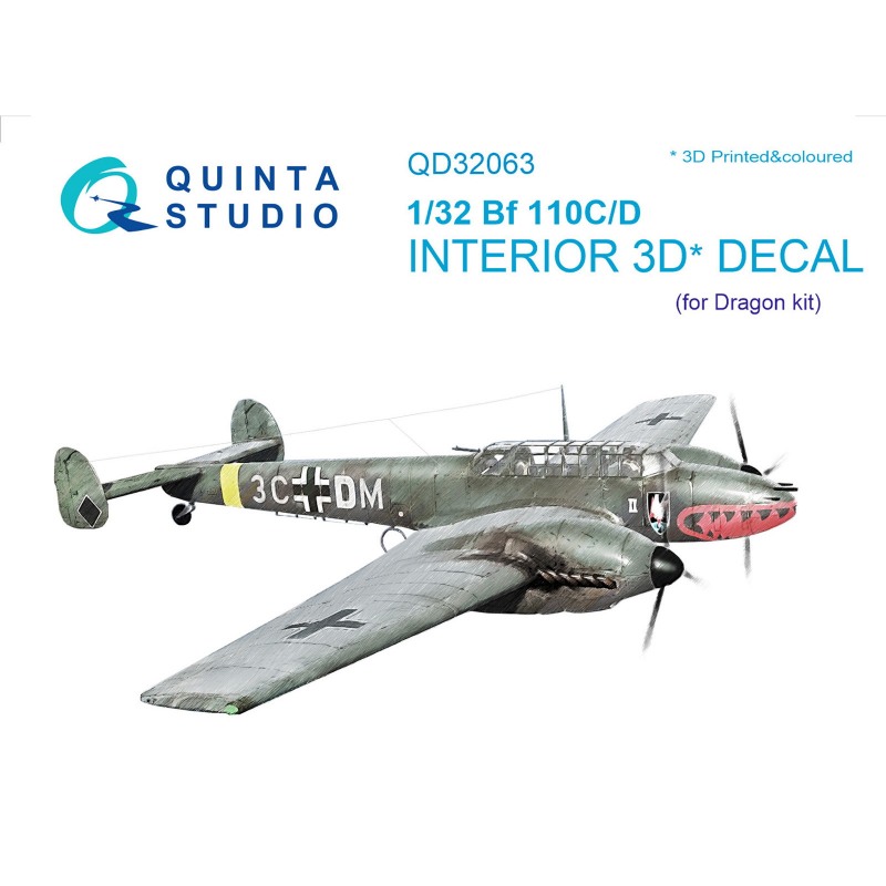 【新製品】QD32063 1/32 メッサーシュミット Bf110C/D 内装3Dデカール (ドラゴン用)