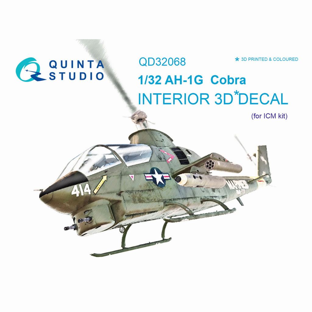 【新製品】QD32068 1/32 ベル AH-1G コブラ 内装3Dデカール (ICM用)