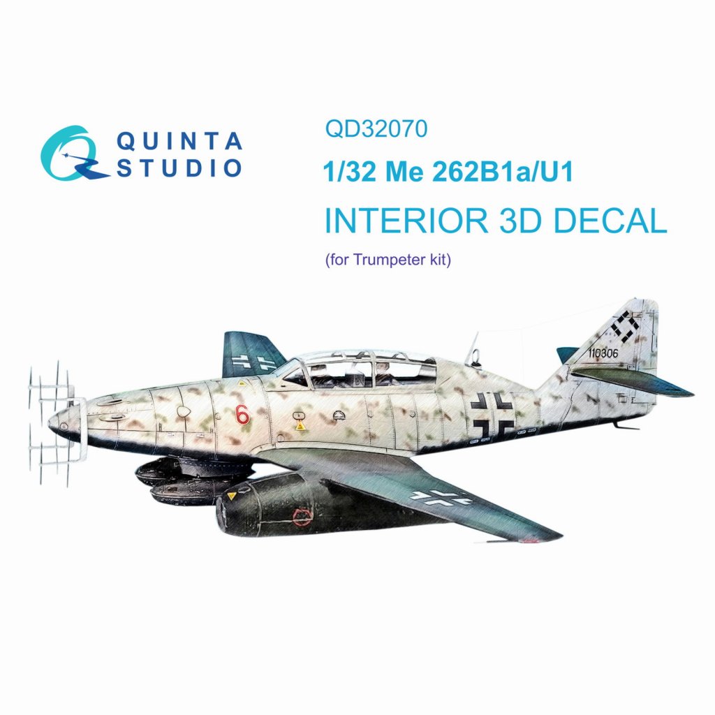 【新製品】QD32070 1/32 メッサーシュミット Me262B シュワルベ 内装3Dデカール (トランペッター用)