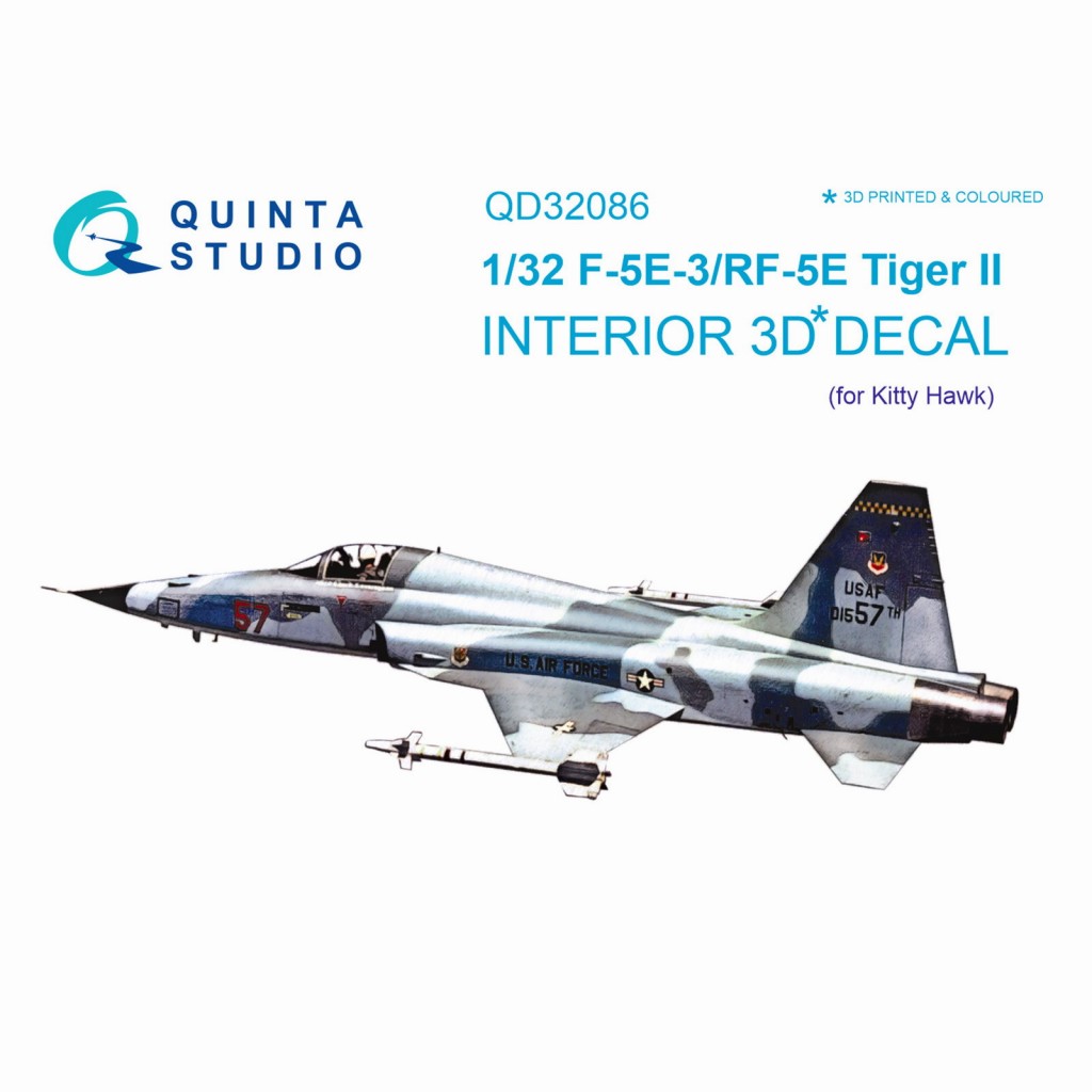 【新製品】QD32086 1/32 ノースロップ F-5E-3/RF-5E タイガーII 内装カラー3Dデカール(キティホーク用)