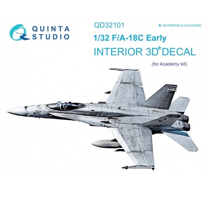 【新製品】QD32101 1/32 マクドネル・ダグラス F/A-18C ホーネット 初期型 内装カラー3Dデカール(アカデミー用)