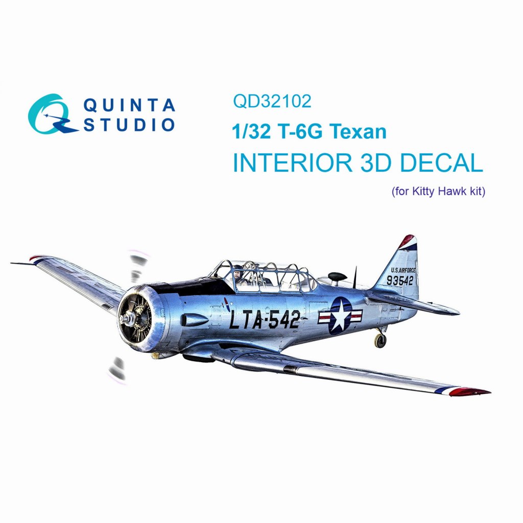 【新製品】QD32102 1/32 ノースアメリカン T-6G テキサン 内装カラー3Dデカール(キティホーク用)