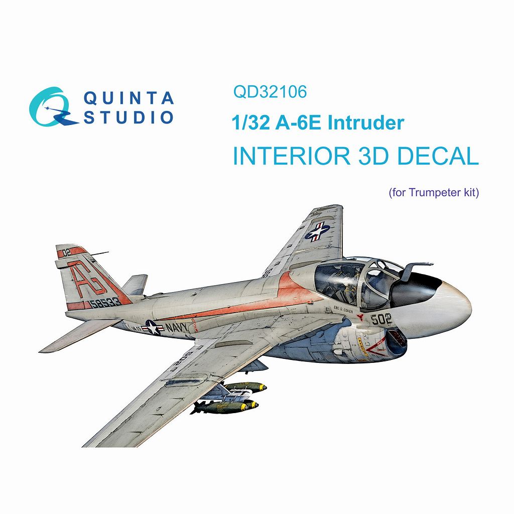 【新製品】QD32106 1/32 グラマン A-6E イントルーダー 内装カラー3Dデカール(トランペッター用)