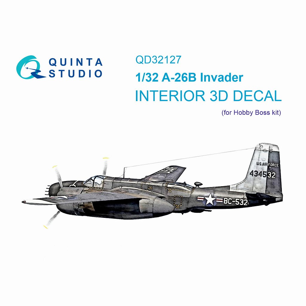 【新製品】QD32127 1/32 ダグラス A-26B インベーダー 内装カラー3Dデカール(ホビーボス用)