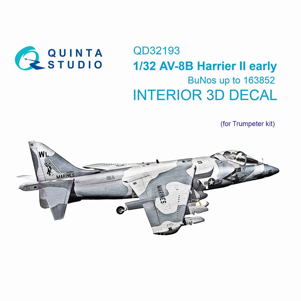 【新製品】QD32193 1/32 AV-8B ハリアーII 初期型 内装カラー3Dデカール(トランペッター用)