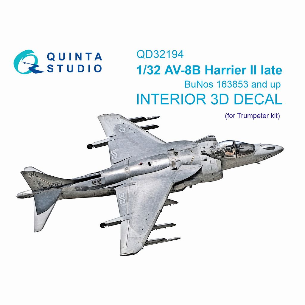 【新製品】QD32194 1/32 AV-8B ハリアーII 後期型 内装カラー3Dデカール(トランペッター用)