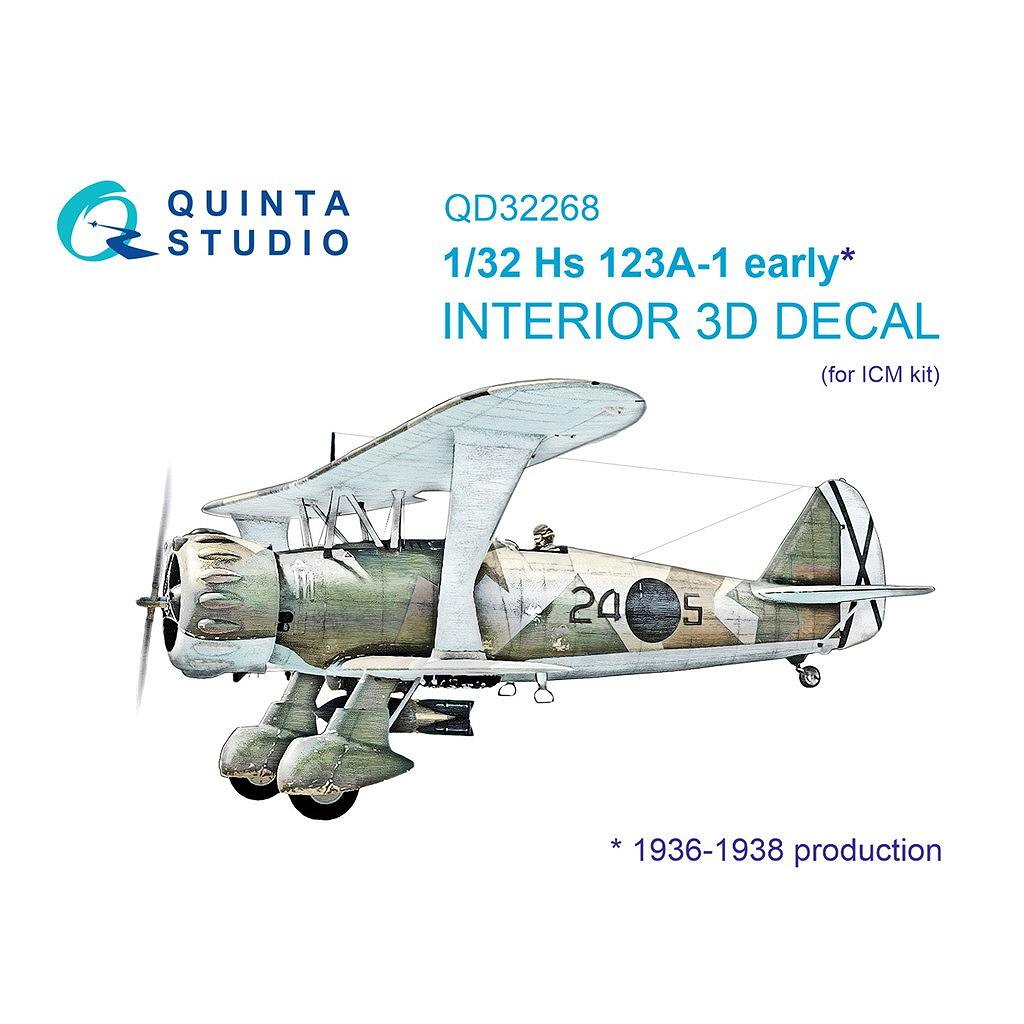 【新製品】QD32268 1/32 ヘンシェル Hs123A-1 初期型 内装カラー3Dデカール (ICM用)