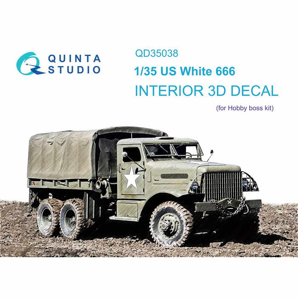 【新製品】QD35038 1/35 ホワイト 666トラック カラー内装3Dデカール (ホビーボス用)