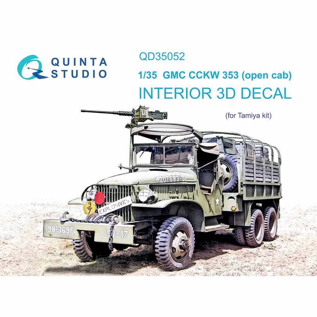 【新製品】QD35052 1/35 GMC CCKW 353(オープンキャブ) カラー内装3Dデカール (タミヤ用)