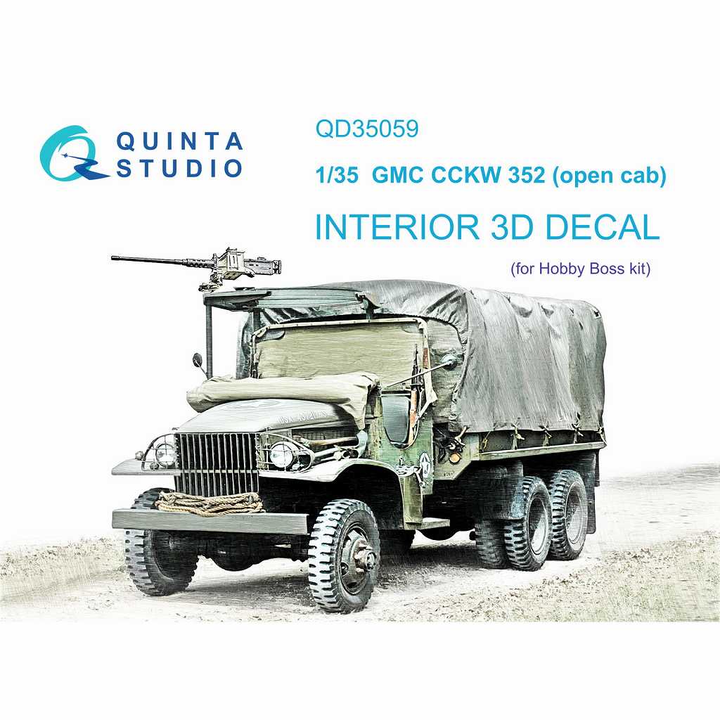 【新製品】QD35059 1/35 GMC CCKW 352 オープンキャブ カラー内装3Dデカール (ホビーボス用)