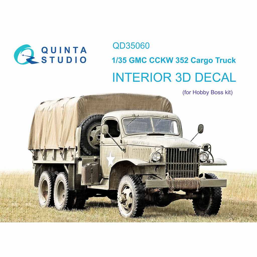 【新製品】QD35060 1/35 GMC CCKW 352 カーゴトラック カラー内装3Dデカール (ホビーボス用)