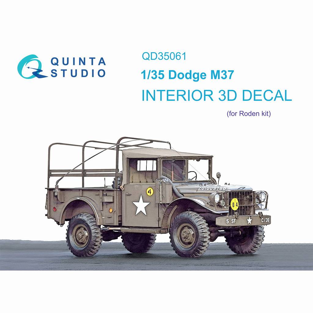 【新製品】QD35061 1/35 ダッジ M37 カラー内装3Dデカール (ローデン用)