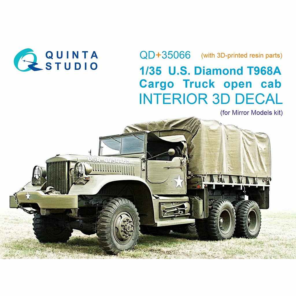 【新製品】QD+35066 1/35 ダイヤモンド T 968A カーゴトラック オープンキャブ 内装カラー3Dデカール(ミラーモデル用) (3Dプリント製パーツ付)