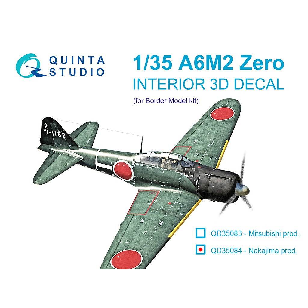 【新製品】QD35084 1/35 三菱 A6M2 零式艦上戦闘機 二一型 中島生産型 内装カラー3Dデカール(ボーダーモデル用)