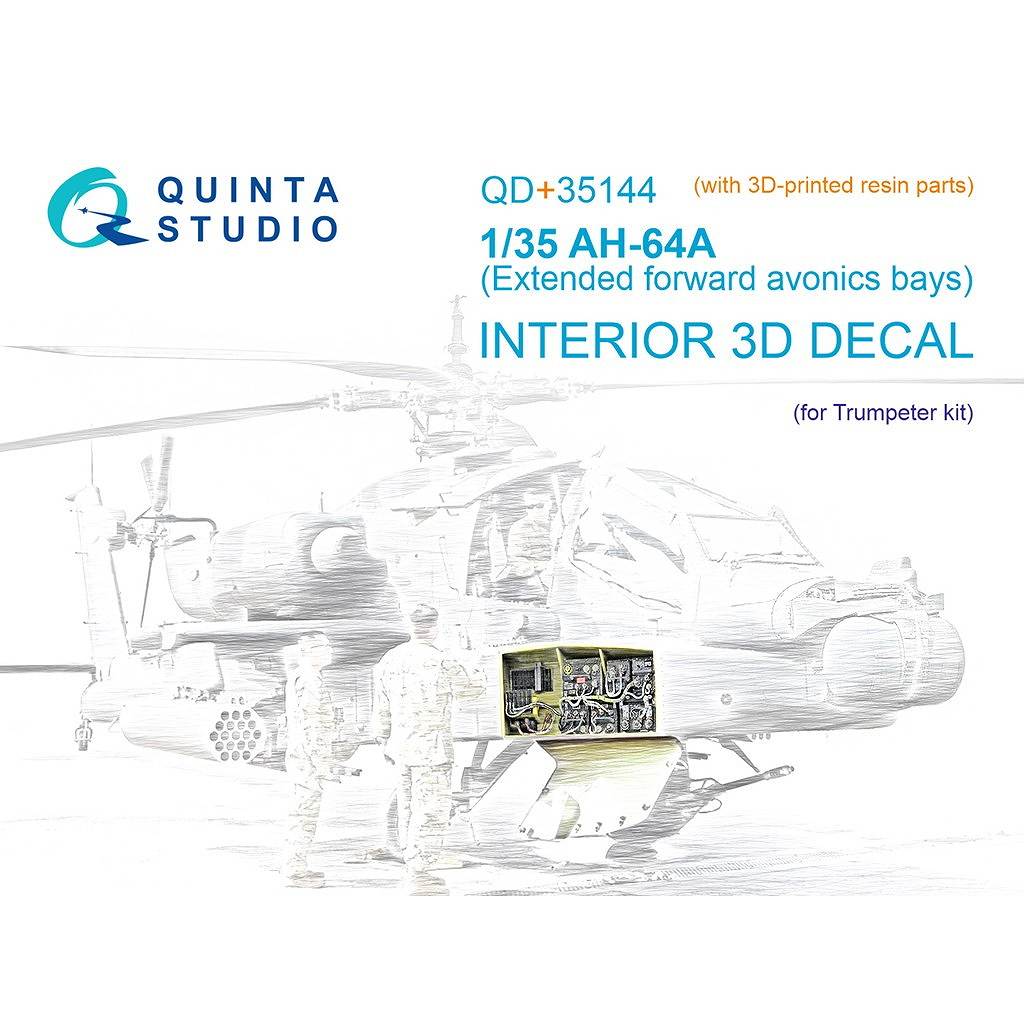 【新製品】QD+34144 1/35 マクドネル・ダグラス AH-64A アパッチ アヴィオニクスカラー3Dデカール (トランぺッター用) (3Dプリント製パーツ付)