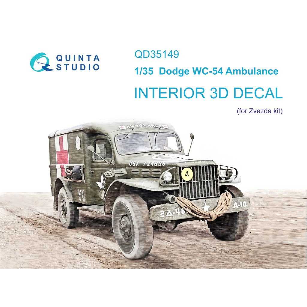 【新製品】QD35149 1/35 ダッジ WC-54 救急車 内装カラー3Dデカール(ズベズダ用)