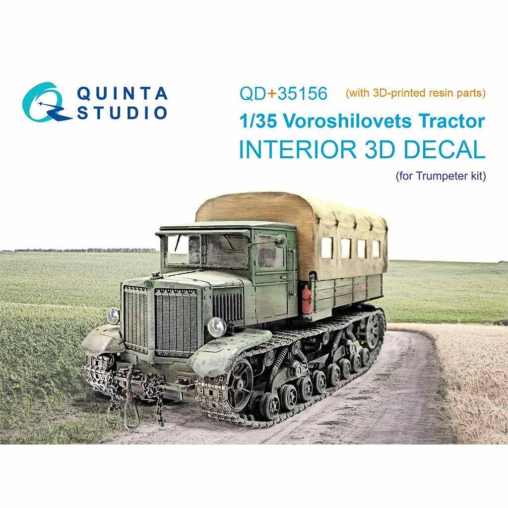 【新製品】QD+35156 1/35 砲兵トラクター ヴォロシロベッツ 内装カラー3Dデカール(トランぺッター用) (3Dプリント製パーツ付)