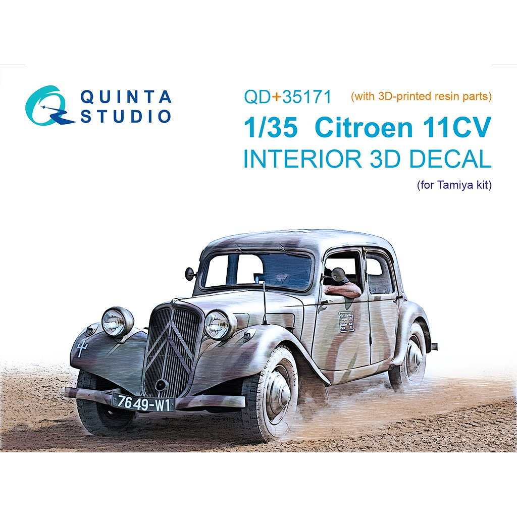【新製品】QD+35171 1/35 シトロエン 11CV 内装カラー3Dデカール(タミヤ用) (3Dプリント製パーツ付)