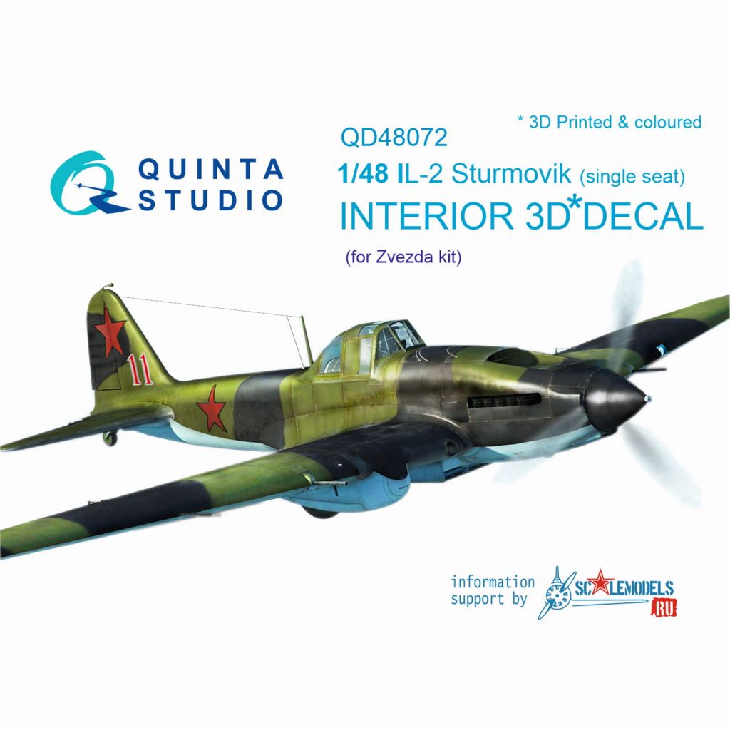 【新製品】QD48072 1/48 イリューシン Il-2 単座型 内装3Dデカール (ズべズダ用)