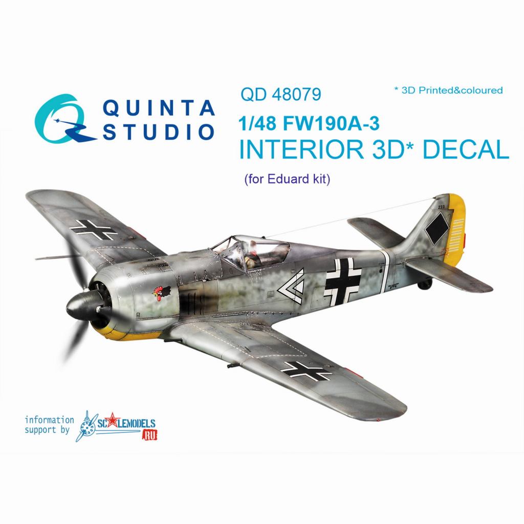 【新製品】QD48079 1/48 フォッケウルフ Fw190A-3 内装3Dデカール (エデュアルド用)