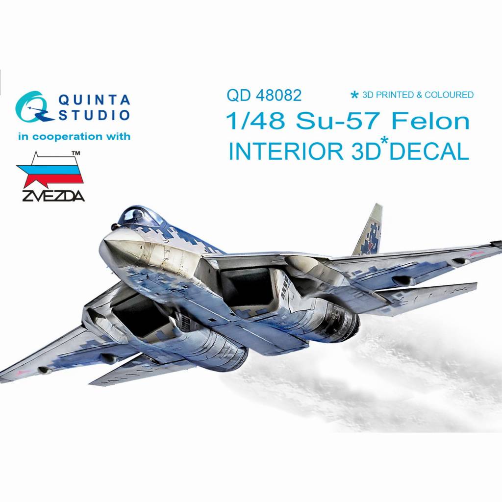 【再入荷】QD48082 1/48 スホーイ Su-57 フェロン 内装3Dデカール (ズべズダ用)