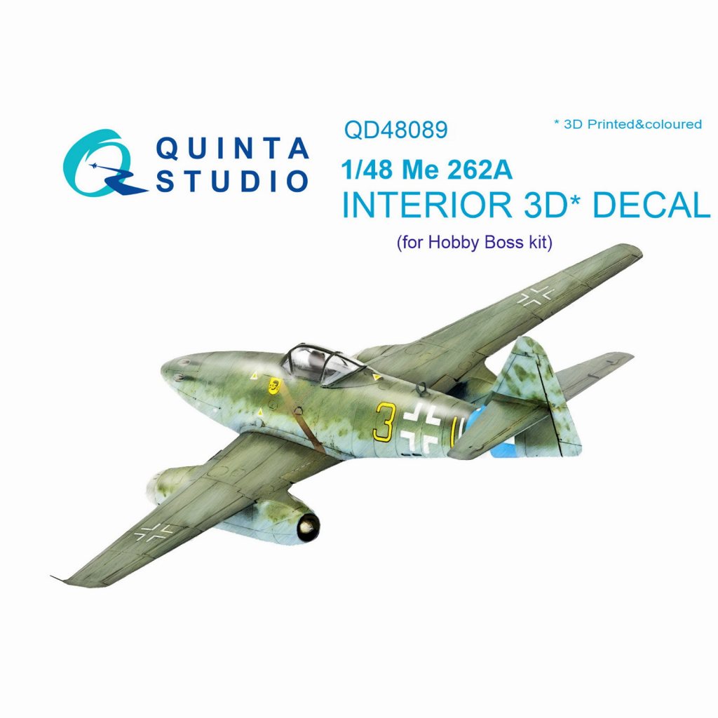 【新製品】QD48089 1/48 メッサーシュミット Me262A シュワルベ 内装3Dデカール (ホビーボス用)