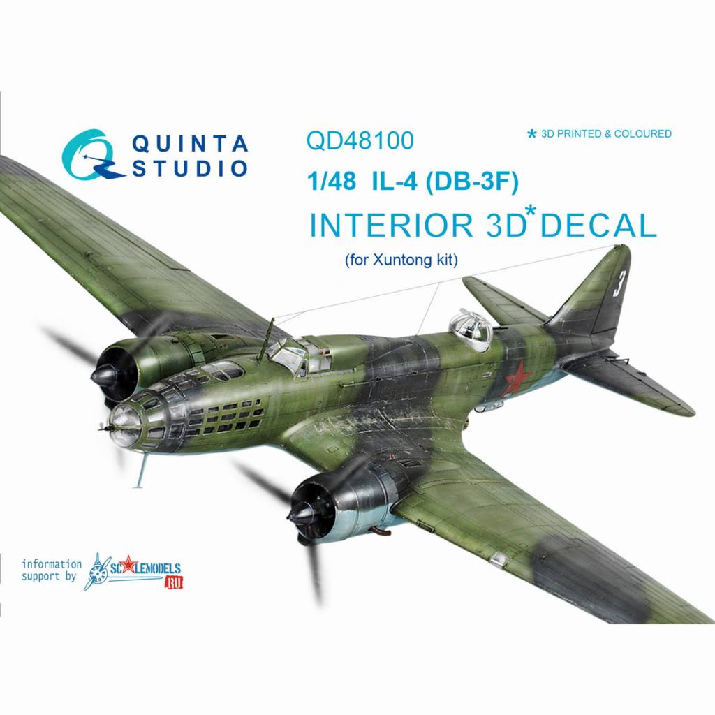 【再入荷】QD48100 イリューシン Il-4(DB-3F) 内装3Dデカール (シュントン用)