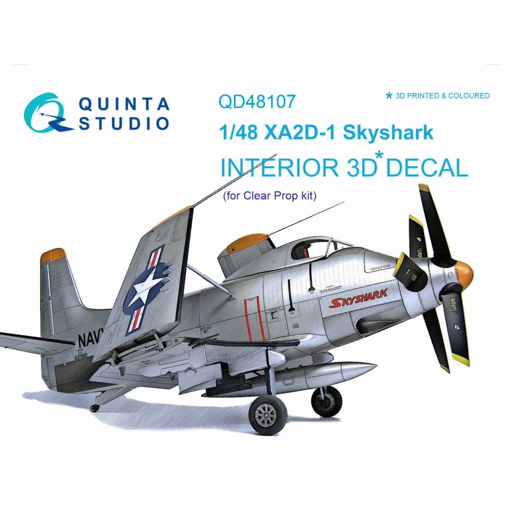 【新製品】QD48107 1/48 ダグラス XA2D-1 スカイシャーク 内装3Dデカール (クリアープロップ!用)