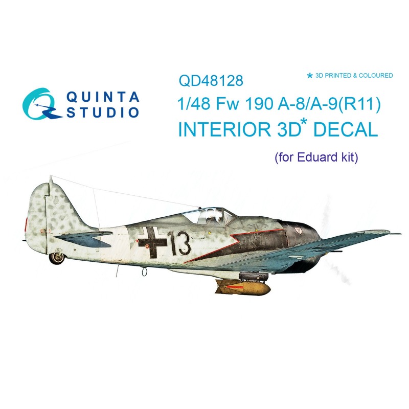 【新製品】QD48128 1/48 フォッケウルフ Fw190A-8/A-9(R11) 内装3Dデカール (エデュアルド用)