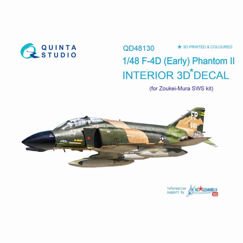 【新製品】QD48130 1/48 マクドネル・ダグラス F-4D ファントムII (初期)内装3Dデカール (造形村用)