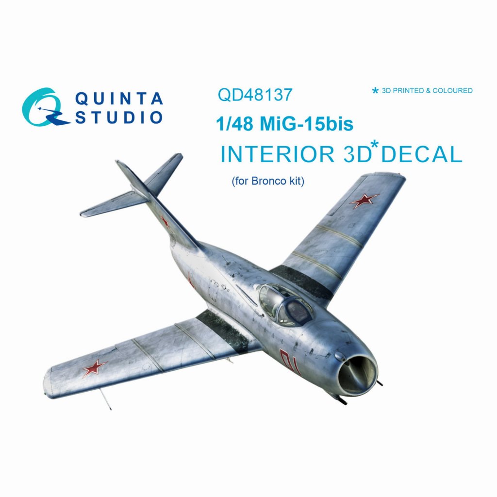 【新製品】QD48137 1/48 ミグ MiG-15bis ファゴット 内装3Dデカール (ブロンコ用)