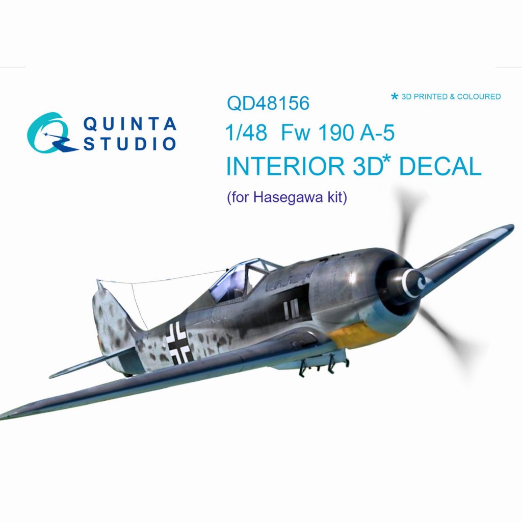 【新製品】QD48156 1/48 フォッケウルフ Fw190A-5 内装3Dデカール (ハセガワ用)