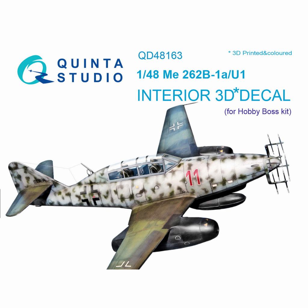 【新製品】QD48163 1/48 メッサーシュミット Me262B-1a/U1 シュワルベ 内装3Dデカール (ホビーボス用)