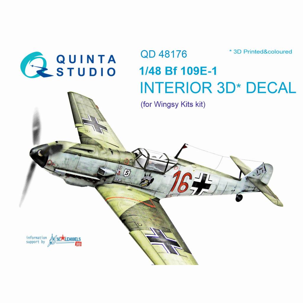 【新製品】QD48176 1/48 メッサーシュミット Bf109E-1 内装3Dデカール (ウィングジーキット用)