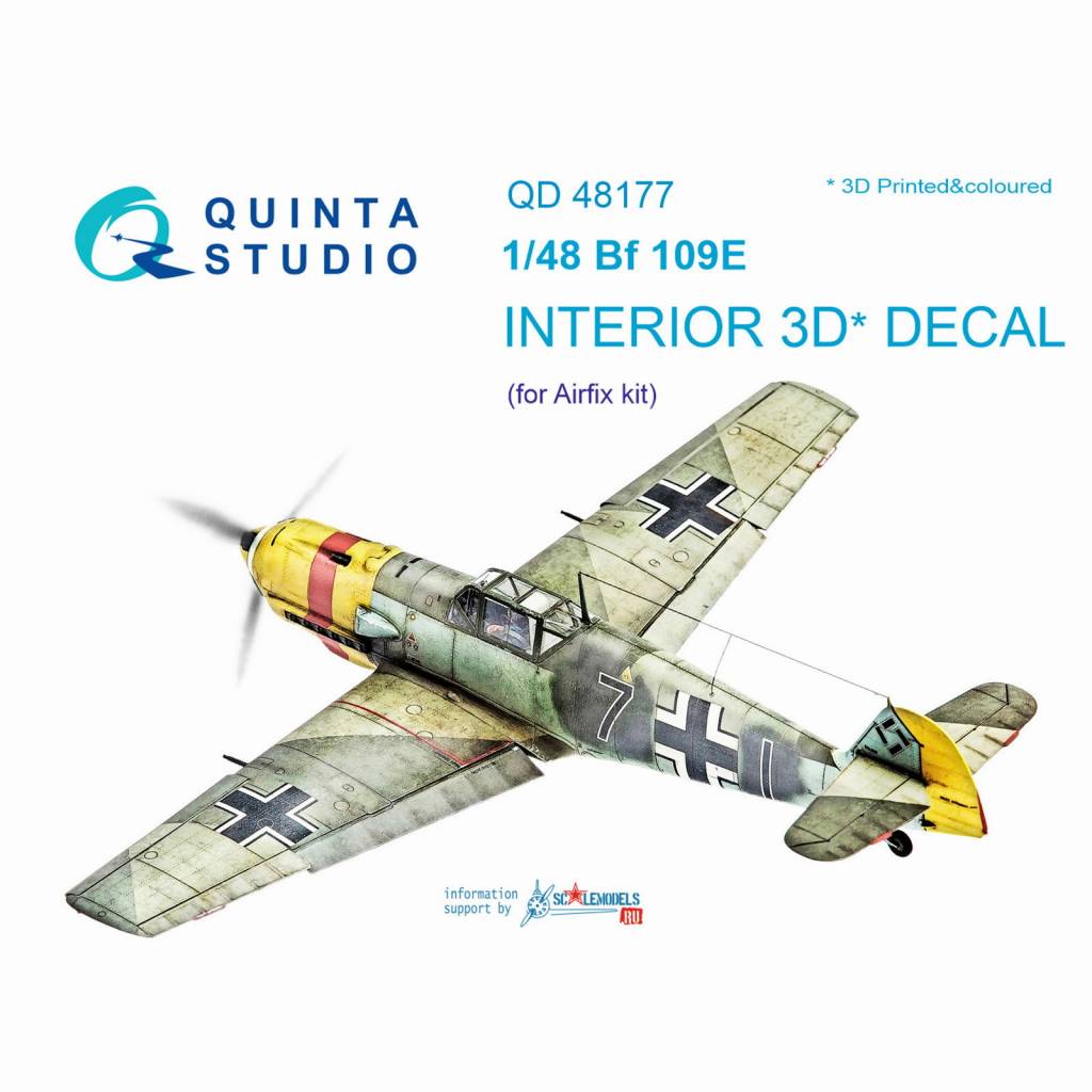 【新製品】QD48177 1/48 メッサーシュミット Bf109E 内装3Dデカール (エアフィックス用)