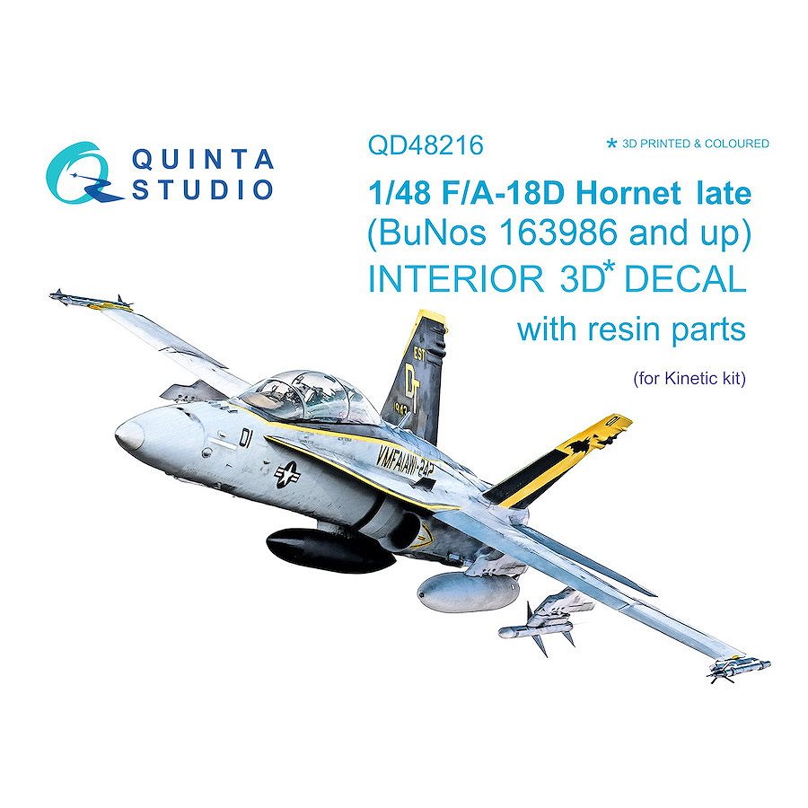 【新製品】QD48216 1/48 マクドネル・ダグラス F/A-18D ホーネット後期型 内装カラー3Dデカール(キネティック用)