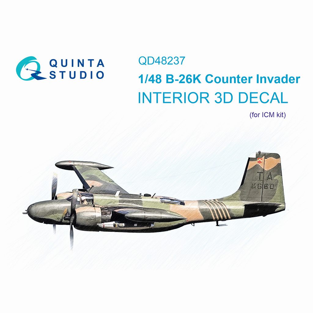 【新製品】QD48237 1/48 ダグラス B-26K カウンター インベーダー 内装カラー3Dデカール(ICM用)
